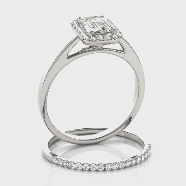 LUMEO Emerald Halo Diamond Engagement Ring Video