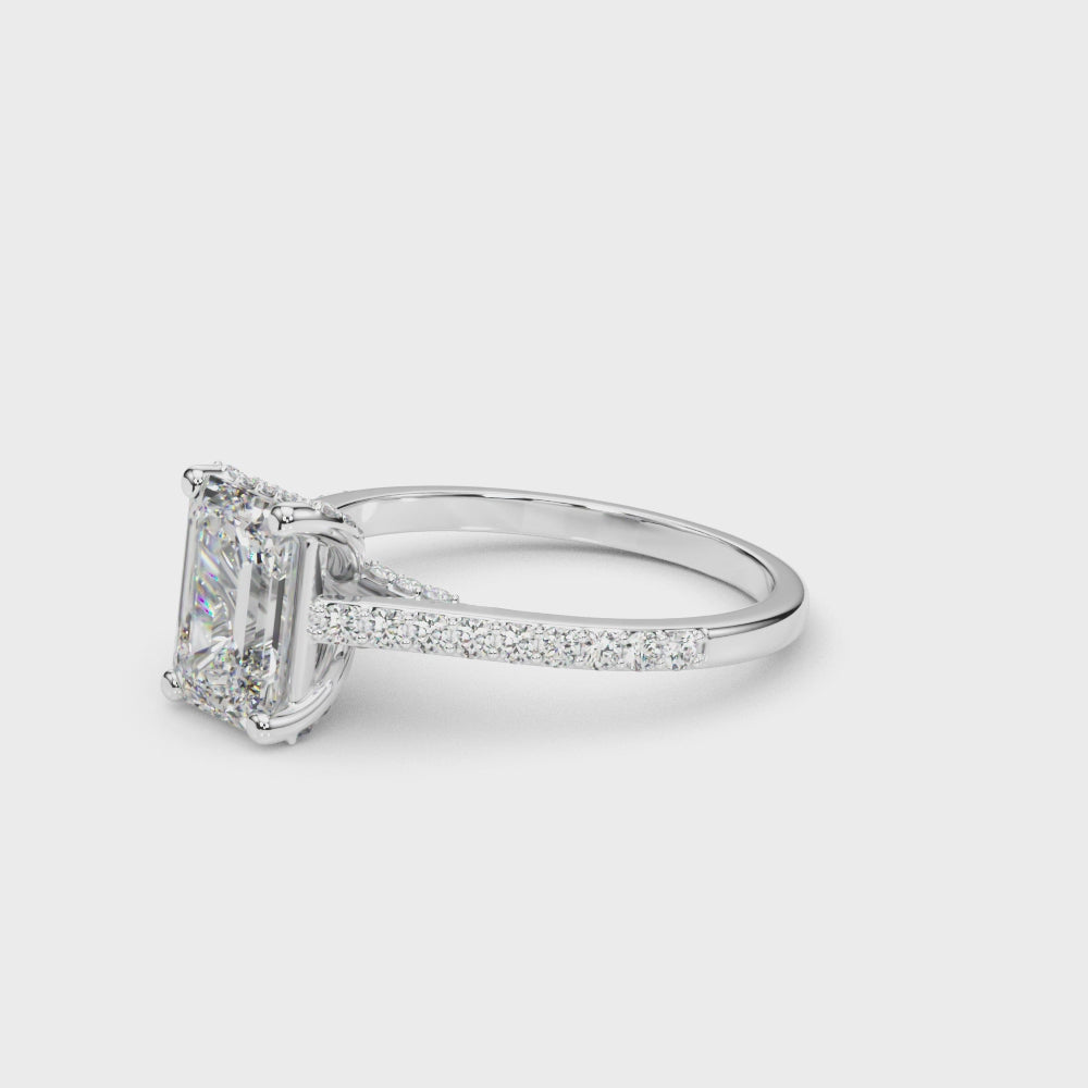 LUMEO Emerald Hidden Halo Diamond Engagement Ring Video