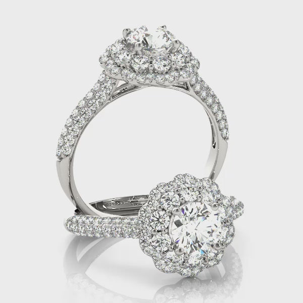 LUMEO Round Halo Diamond Engagement Ring Video