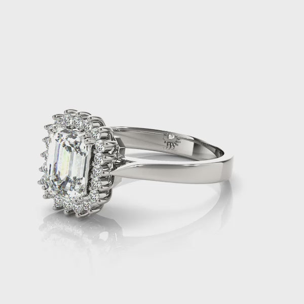 LUMEO Emerald Halo Diamond Engagement Ring Video
