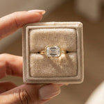 LUMEO The Blair Emerald Bezel Diamond Engagement Ring Front View in 18k Solid Yellow Gold 